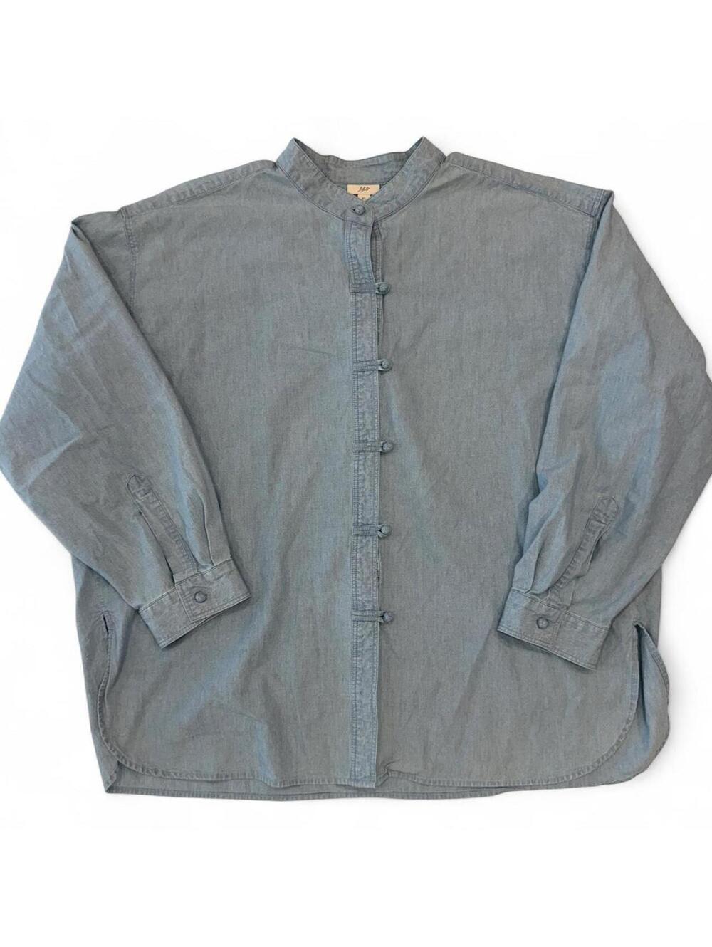 J. Jill — Vintage Chambray Denim Shirt with Frog Closure